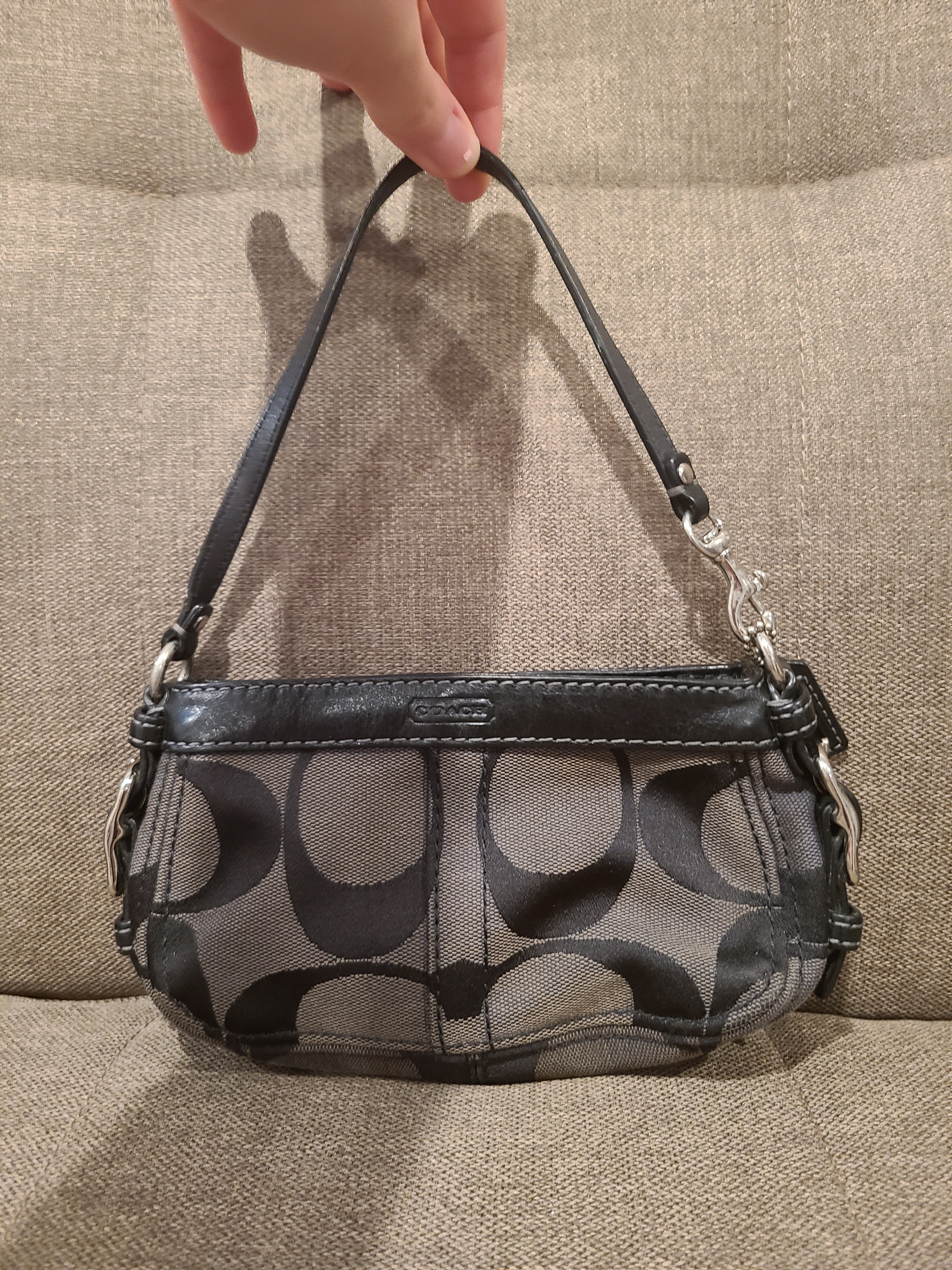 Vintage Coach Mini Zoe In Black & Gray